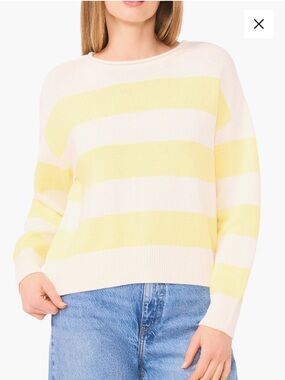 CeCe yellow Stripe Roll Neck Sweater (M) NWT